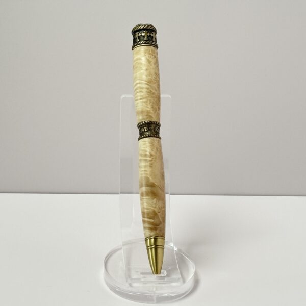 Hand Turned Boxelder Burl Wood, Faith Hope Love Christianity Pen - Image 3