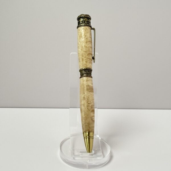 Hand Turned Boxelder Burl Wood, Faith Hope Love Christianity Pen - Image 4