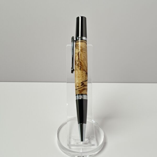 Hand Turned Spalted Maple Burl Wood, Everyday Carry Twist Pen - Image 2