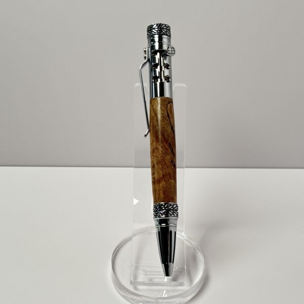 Hand Turned Spalted Maple Wood, Gearshift Action Car and Racing Themed Pen