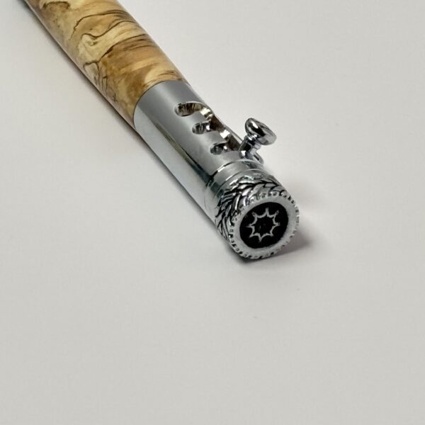 Hand Turned Spalted Maple Burl Wood, Gearshift Action Car and Racing Themed Pen - Image 2