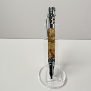 Hand Turned Spalted Maple Burl Wood, Gearshift Action Car and Racing Themed Pen