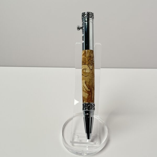 Hand Turned Spalted Maple Burl Wood, Gearshift Action Car and Racing Themed Pen - Image 3