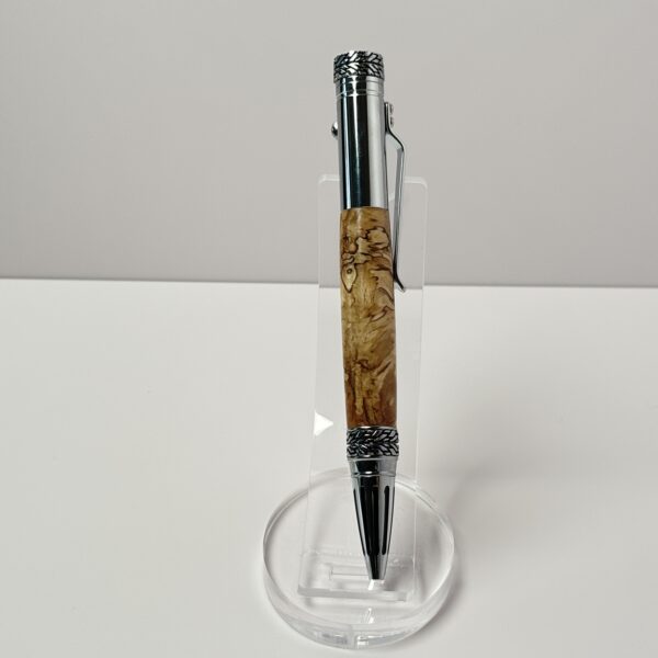 Hand Turned Spalted Maple Burl Wood, Gearshift Action Car and Racing Themed Pen - Image 4