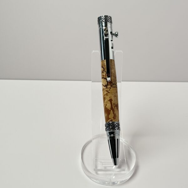 Hand Turned Spalted Maple Burl Wood, Gearshift Action Car and Racing Themed Pen - Image 5