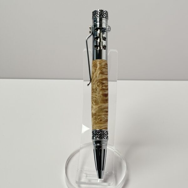 Hand Turned Boxelder Burl Wood, Gearshift Action Car and Racing Themed Pen