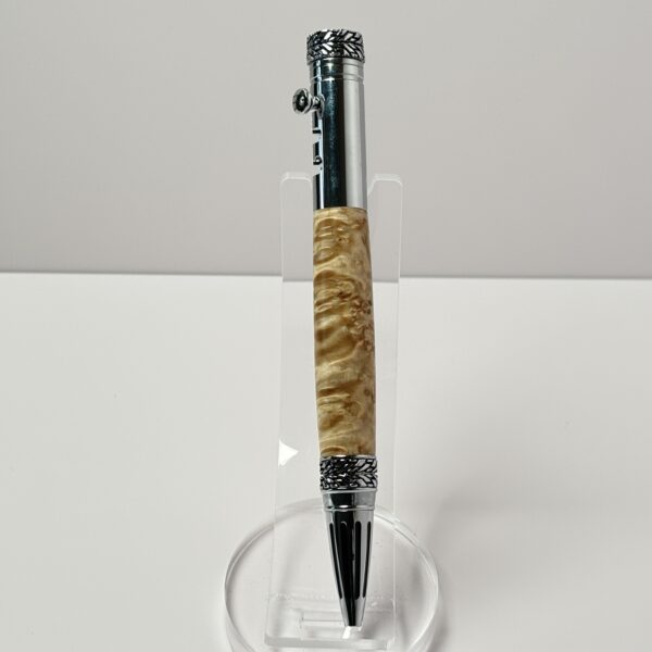Hand Turned Boxelder Burl Wood, Gearshift Action Car and Racing Themed Pen - Image 2