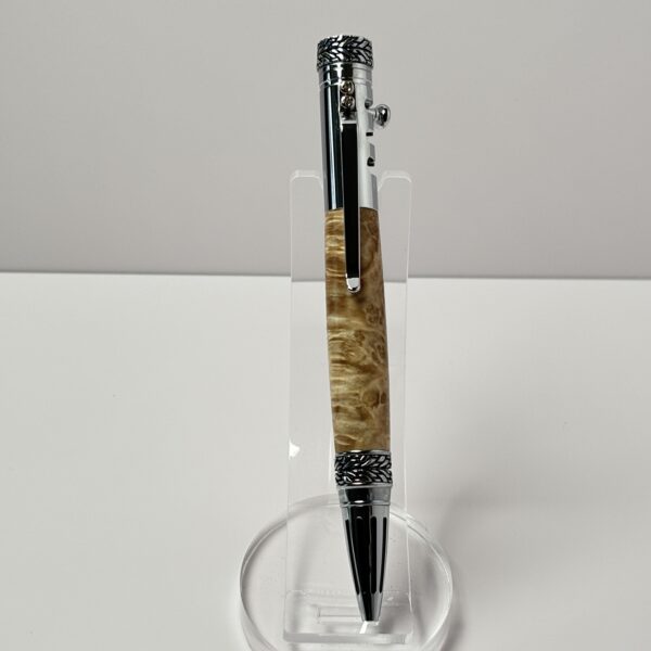 Hand Turned Boxelder Burl Wood, Gearshift Action Car and Racing Themed Pen - Image 4