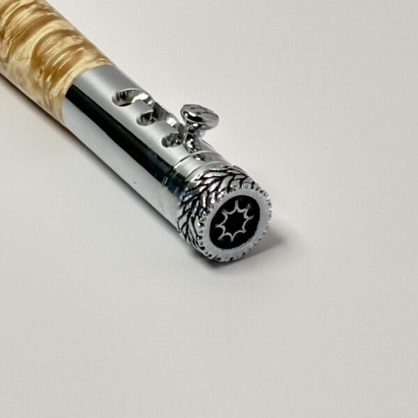 Hand Turned Boxelder Burl Wood, Gearshift Action Car and Racing Themed Pen - Image 5