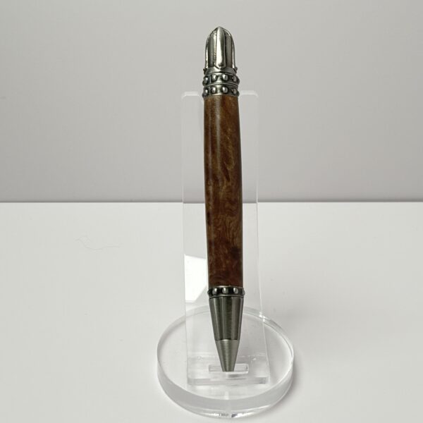 Hand Turned Chechen Burl, Excalibur and Knight Themed Pen - Image 3