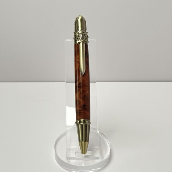 Hand Turned Thuya Burl Wood, Excalibur and Knight Themed Pen