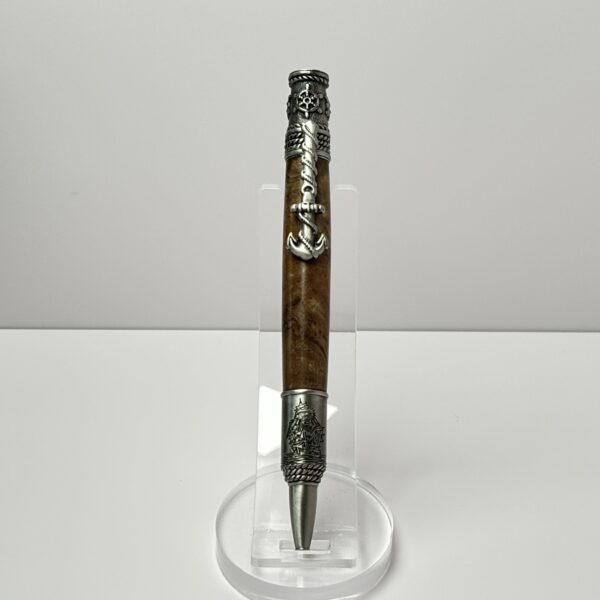 Hand Turned Chechen Burl Wood, Nautical and Sailing Themed Pen