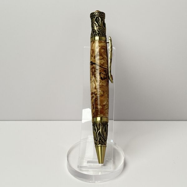 Hand Turned Spalted Maple Burl Wood, Phoenix Rising from the Ashes Themed Pen - Image 3