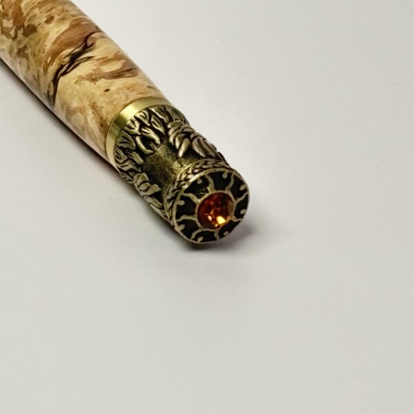 Hand Turned Spalted Maple Burl Wood, Phoenix Rising from the Ashes Themed Pen - Image 2