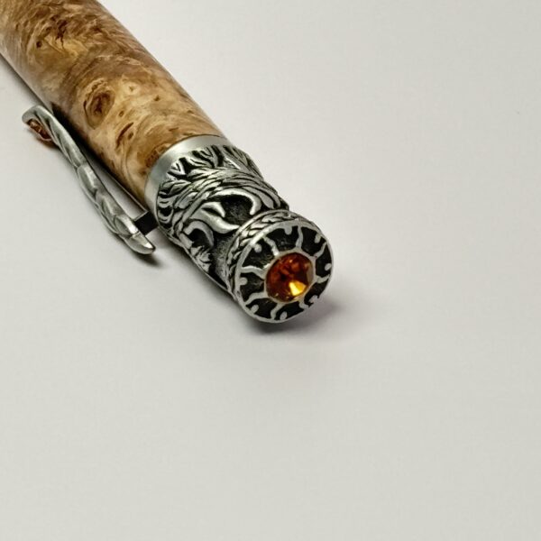 Hand Turned Black Ash Burl Wood, Phoenix Rising from the Ashes Themed Pen - Image 2