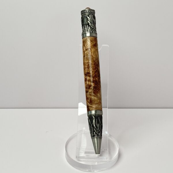 Hand Turned Black Ash Burl Wood, Phoenix Rising from the Ashes Themed Pen - Image 4