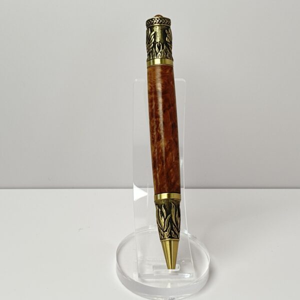 Hand Turned Brown Eucalyptus Burl Wood, Phoenix Rising from the Ashes Themed Pen - Image 3