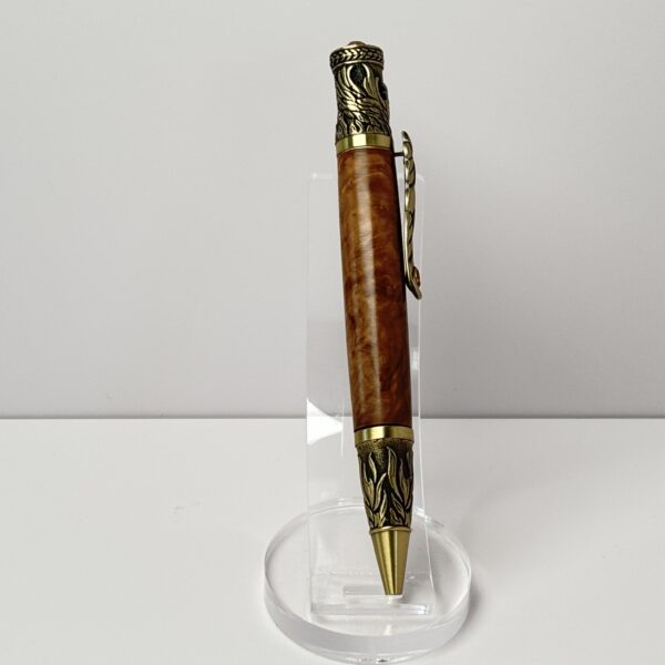 Hand Turned Brown Eucalyptus Burl Wood, Phoenix Rising from the Ashes Themed Pen - Image 4