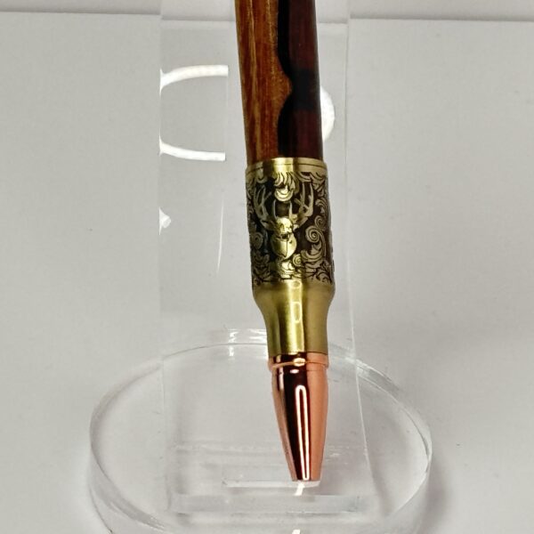 Hand Turned Pau Santo Wood, Deer Hunter Bolt Action Pen - Image 3