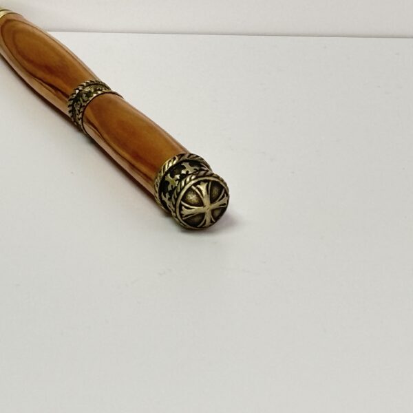 Hand Turned Bethlehem Olive Wood, Faith Hope Love Christianity Pen - Image 2