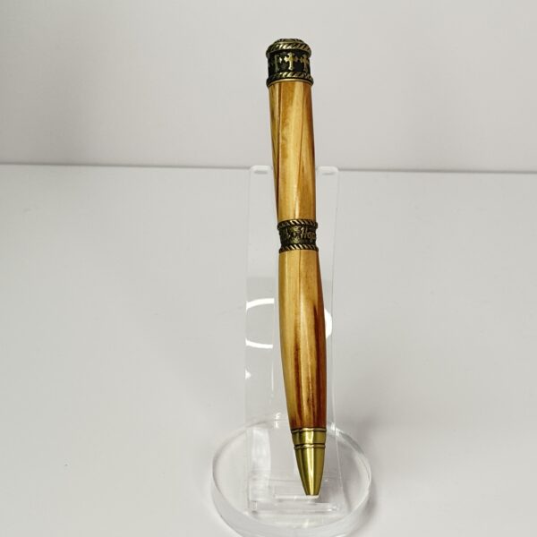 Hand Turned Bethlehem Olive Wood; Faith Hope Love Christianity Pen - Image 3