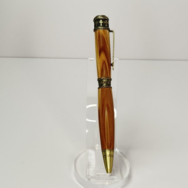 Hand Turned Bethlehem Olive Wood; Faith Hope Love Christianity Pen - Image 4