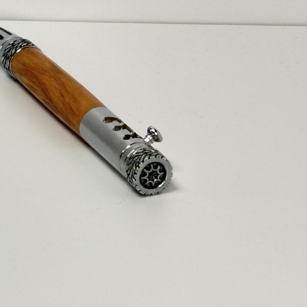 Hand Turned Olive Wood, Gearshift Action Car and Racing Themed Pen - Image 3